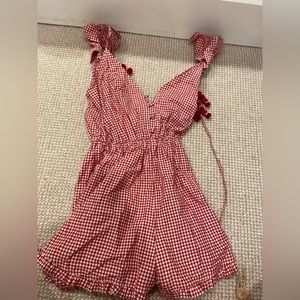 Sundress Checkered Pink Romper